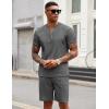 imageCOOFANDY Mens 2 Pieces Outfits Casual Quarter Zip Polo T Shirt and Shorts Set Athletic Jogging Summer TracksuitDark Grey