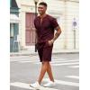 imageCOOFANDY Mens 2 Pieces Outfits Casual Quarter Zip Polo T Shirt and Shorts Set Athletic Jogging Summer TracksuitDate Red