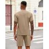 imageCOOFANDY Mens 2 Pieces Outfits Casual Quarter Zip Polo T Shirt and Shorts Set Athletic Jogging Summer TracksuitKhaki