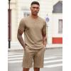 imageCOOFANDY Mens 2 Pieces Outfits Casual Quarter Zip Polo T Shirt and Shorts Set Athletic Jogging Summer TracksuitKhaki