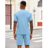 imageCOOFANDY Mens 2 Pieces Outfits Casual Quarter Zip Polo T Shirt and Shorts Set Athletic Jogging Summer TracksuitLight Blue