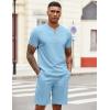 imageCOOFANDY Mens 2 Pieces Outfits Casual Quarter Zip Polo T Shirt and Shorts Set Athletic Jogging Summer TracksuitLight Blue