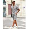 imageCOOFANDY Mens 2 Pieces Outfits Casual Quarter Zip Polo T Shirt and Shorts Set Athletic Jogging Summer TracksuitLight Grey