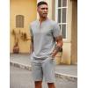 imageCOOFANDY Mens 2 Pieces Outfits Casual Quarter Zip Polo T Shirt and Shorts Set Athletic Jogging Summer TracksuitLight Grey