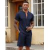 imageCOOFANDY Mens 2 Pieces Outfits Casual Quarter Zip Polo T Shirt and Shorts Set Athletic Jogging Summer TracksuitNavy Blue