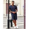 imageCOOFANDY Mens 2 Pieces Outfits Casual Quarter Zip Polo T Shirt and Shorts Set Athletic Jogging Summer TracksuitNavy Blue