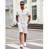 imageCOOFANDY Mens 2 Pieces Outfits Casual Quarter Zip Polo T Shirt and Shorts Set Athletic Jogging Summer TracksuitWhite