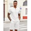 imageCOOFANDY Mens 2 Pieces Outfits Casual Quarter Zip Polo T Shirt and Shorts Set Athletic Jogging Summer TracksuitWhite