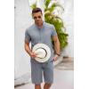 imageCOOFANDY Mens 2 Pieces Set Short Sleeve Henley Shirts and Shorts Pants Texture Summer Beach Vacation OutfitsFlecking Navy Blue
