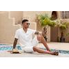 imageCOOFANDY Mens 2 Pieces Set Short Sleeve Henley Shirts and Shorts Pants Texture Summer Beach Vacation OutfitsWhite