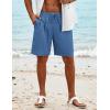 imageCOOFANDY Mens Beach Shorts 9quot Elastic Waist Drawstring Casual Shorts Regular Fit Summer Textured ShortsBlue