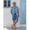 imageCOOFANDY Mens Beach Shorts 9quot Elastic Waist Drawstring Casual Shorts Regular Fit Summer Textured ShortsBlue