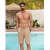 imageCOOFANDY Mens Beach Shorts 9quot Elastic Waist Drawstring Casual Shorts Regular Fit Summer Textured ShortsKhaki