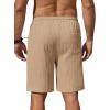 imageCOOFANDY Mens Beach Shorts 9quot Elastic Waist Drawstring Casual Shorts Regular Fit Summer Textured ShortsKhaki