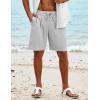 imageCOOFANDY Mens Beach Shorts 9quot Elastic Waist Drawstring Casual Shorts Regular Fit Summer Textured ShortsLight Grey