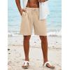 imageCOOFANDY Mens Beach Shorts 9quot Elastic Waist Drawstring Casual Shorts Regular Fit Summer Textured ShortsLight Khaki