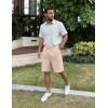 imageCOOFANDY Mens Beach Shorts 9quot Elastic Waist Drawstring Casual Shorts Regular Fit Summer Textured ShortsLight Khaki