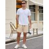 imageCOOFANDY Mens Casual Cotton Shorts 5 Inch Summer Beach Shorts Lightweight Drawstring Elastic Waist Chino Golf ShortsBeige
