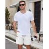imageCOOFANDY Mens Casual Cotton Shorts 5 Inch Summer Beach Shorts Lightweight Drawstring Elastic Waist Chino Golf ShortsWhite