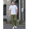 imageCOOFANDY Mens Casual Elastic Waist Pants Drawstring Summer Beach Pant Lightweight Stretch Linen TrouserArmy Green