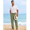 imageCOOFANDY Mens Casual Elastic Waist Pants Drawstring Summer Beach Pant Lightweight Stretch Linen TrouserArmy Green