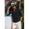 imageCOOFANDY Mens Casual Henley Shirt Band Collar Long Sleeve Shirt Beach Hippie Summer Button T ShirtBlack