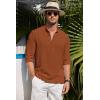 imageCOOFANDY Mens Casual Henley Shirt Band Collar Long Sleeve Shirt Beach Hippie Summer Button T ShirtBrown