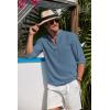 imageCOOFANDY Mens Casual Henley Shirt Band Collar Long Sleeve Shirt Beach Hippie Summer Button T ShirtDark Blue