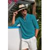 imageCOOFANDY Mens Casual Henley Shirt Band Collar Long Sleeve Shirt Beach Hippie Summer Button T ShirtDark Peacock Blue