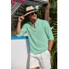 imageCOOFANDY Mens Casual Henley Shirt Band Collar Long Sleeve Shirt Beach Hippie Summer Button T ShirtIce Green