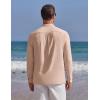 imageCOOFANDY Mens Casual Henley Shirt Band Collar Long Sleeve Shirt Beach Hippie Summer Button T ShirtKhaki