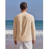 imageCOOFANDY Mens Casual Henley Shirt Band Collar Long Sleeve Shirt Beach Hippie Summer Button T ShirtLight Khaki
