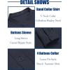 imageCOOFANDY Mens Casual Henley Shirt Band Collar Long Sleeve Shirt Beach Hippie Summer Button T ShirtNavy Blue