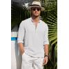 imageCOOFANDY Mens Casual Henley Shirt Band Collar Long Sleeve Shirt Beach Hippie Summer Button T ShirtWhite