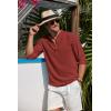 imageCOOFANDY Mens Casual Henley Shirt Band Collar Long Sleeve Shirt Beach Hippie Summer Button T ShirtWine Red