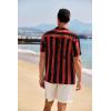 imageCOOFANDY Mens Casual Henley Shirt Band Collar Short Sleeve Shirt Summer Beach Hippie TShirt1776 Pentagram  Black White Red