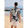 imageCOOFANDY Mens Casual Henley Shirt Band Collar Short Sleeve Shirt Summer Beach Hippie TShirtAbstract Camouflage  Dark Blue Orange Apricot