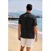 imageCOOFANDY Mens Casual Henley Shirt Band Collar Short Sleeve Shirt Summer Beach Hippie TShirtBlack