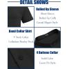 imageCOOFANDY Mens Casual Henley Shirt Band Collar Short Sleeve Shirt Summer Beach Hippie TShirtBlack