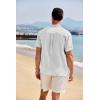 imageCOOFANDY Mens Casual Henley Shirt Band Collar Short Sleeve Shirt Summer Beach Hippie TShirtBlack Stripes on White