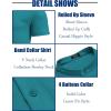 imageCOOFANDY Mens Casual Henley Shirt Band Collar Short Sleeve Shirt Summer Beach Hippie TShirtDark Peacock Blue