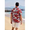 imageCOOFANDY Mens Casual Henley Shirt Band Collar Short Sleeve Shirt Summer Beach Hippie TShirtFlower Leaves  Red Blue Apricot