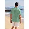 imageCOOFANDY Mens Casual Henley Shirt Band Collar Short Sleeve Shirt Summer Beach Hippie TShirtIce Green