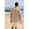 imageCOOFANDY Mens Casual Henley Shirt Band Collar Short Sleeve Shirt Summer Beach Hippie TShirtKhaki