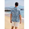 imageCOOFANDY Mens Casual Henley Shirt Band Collar Short Sleeve Shirt Summer Beach Hippie TShirtLight Blue Flower