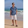 imageCOOFANDY Mens Casual Henley Shirt Band Collar Short Sleeve Shirt Summer Beach Hippie TShirtLight Blue Hawaiian Flower