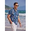 imageCOOFANDY Mens Casual Henley Shirt Band Collar Short Sleeve Shirt Summer Beach Hippie TShirtLight Blue Hawaiian Flower