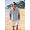 imageCOOFANDY Mens Casual Henley Shirt Band Collar Short Sleeve Shirt Summer Beach Hippie TShirtLight Grey