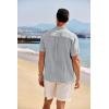 imageCOOFANDY Mens Casual Henley Shirt Band Collar Short Sleeve Shirt Summer Beach Hippie TShirtLight Grey
