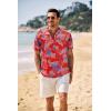 imageCOOFANDY Mens Casual Henley Shirt Band Collar Short Sleeve Shirt Summer Beach Hippie TShirtNational Flag Fireworks  Red White Blue